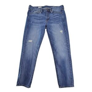 Gap Jeans Women 28 Blue Excellent Sexy Boyfriend 1969 Distressed Mid Rise Denim